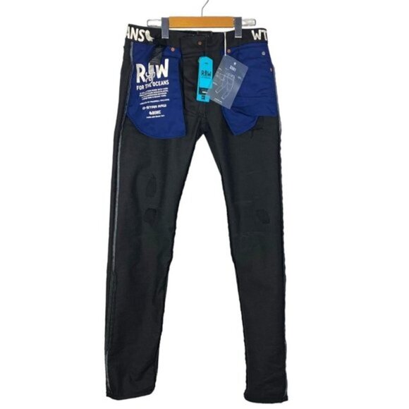 G-star Raw Men's Black Occotis 3301 Slim Jeans Restored Distressed US 31 X 34 - Picture 3 of 16